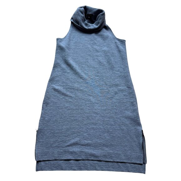 Banana Republic Size XL Gray Micro-Stripe Sleeveless Knit Turtleneck Tunic Dress - Picture 2 of 14